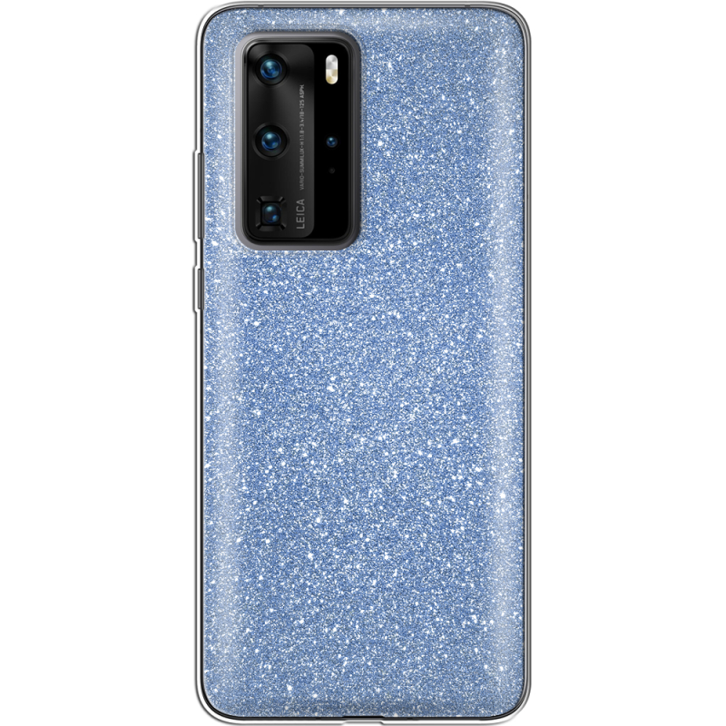 Чехол с блёстками Huawei P40 Pro Голубой