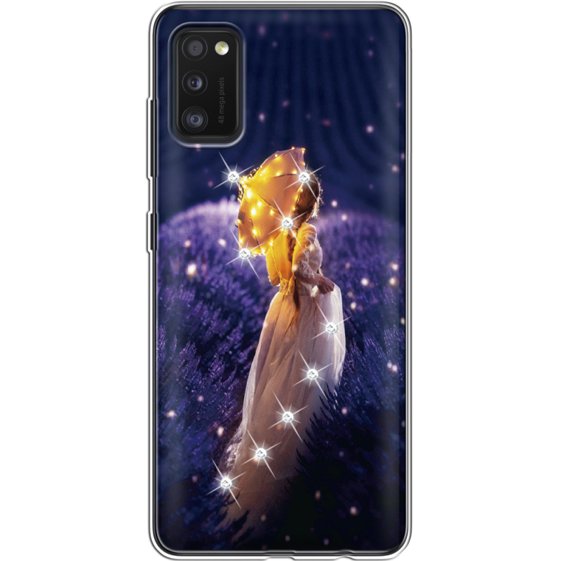 Чехол со стразами Samsung Galaxy A41 (A415) Girl with Umbrella