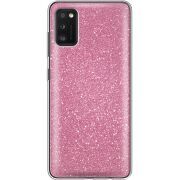 Чехол с блёстками Samsung Galaxy A41 (A415) Розовый