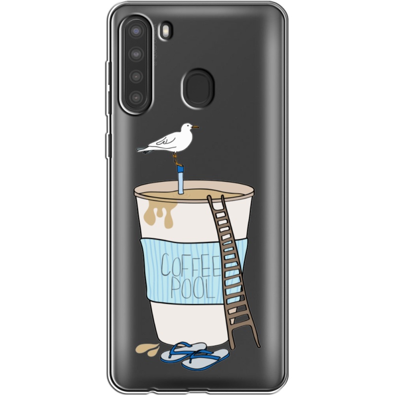 Прозрачный чехол BoxFace Samsung Galaxy A21 (A215) Segull in Cofee Pool