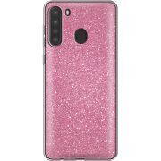 Чехол с блёстками Samsung Galaxy A21 (A215) Розовый
