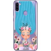 Прозрачный чехол BoxFace Samsung Galaxy M11 (M115) Blue Hair