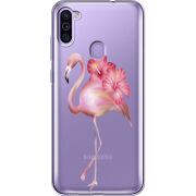 Прозрачный чехол BoxFace Samsung Galaxy M11 (M115) Floral Flamingo