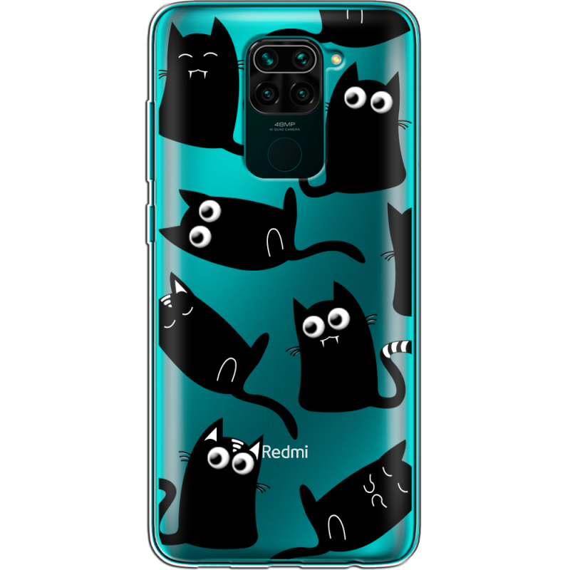 Прозрачный чехол BoxFace Xiaomi Redmi Note 9 с 3D-глазками Black Kitty