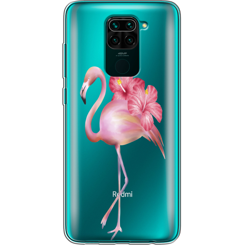 Прозрачный чехол BoxFace Xiaomi Redmi Note 9 Floral Flamingo