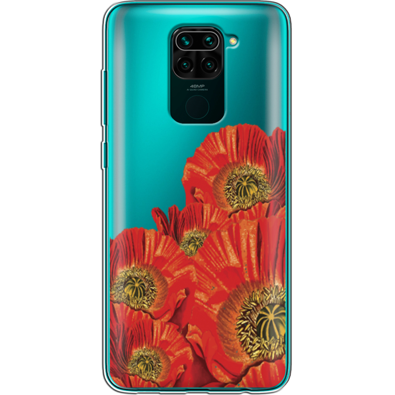 Прозрачный чехол BoxFace Xiaomi Redmi Note 9 Red Poppies