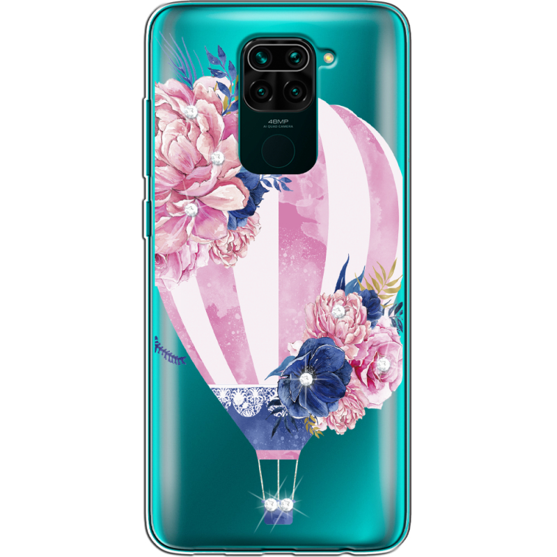 Чехол со стразами Xiaomi Redmi Note 9 Pink Air Baloon