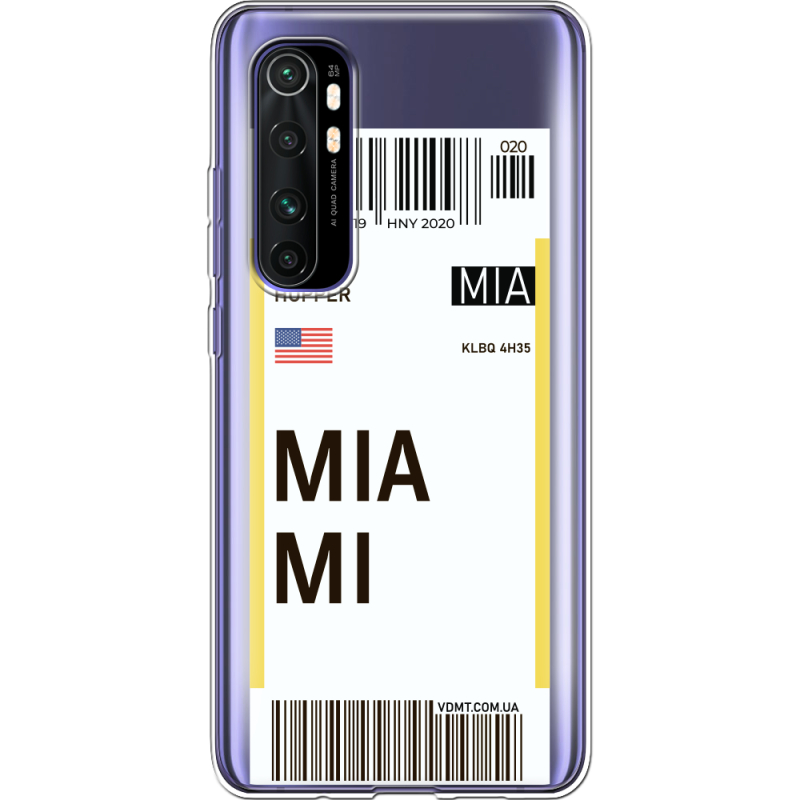 Прозрачный чехол BoxFace Xiaomi Mi Note 10 Lite Ticket Miami