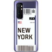Прозрачный чехол BoxFace Xiaomi Mi Note 10 Lite Ticket New York