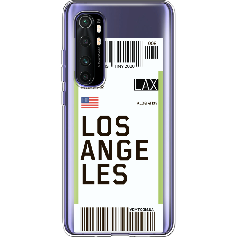 Прозрачный чехол BoxFace Xiaomi Mi Note 10 Lite Ticket Los Angeles