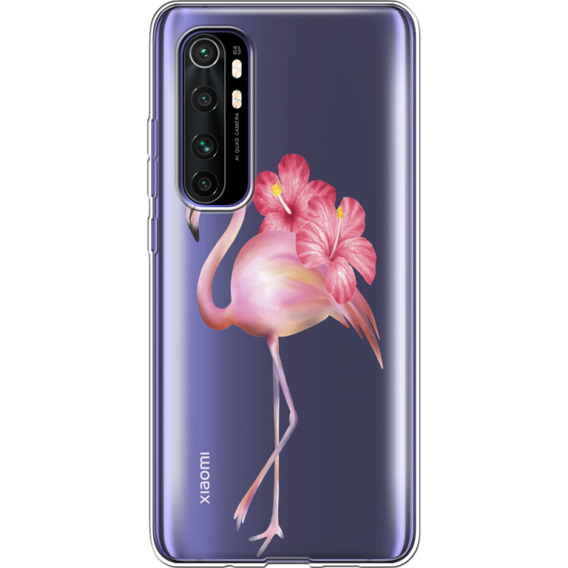 Прозрачный чехол BoxFace Xiaomi Mi Note 10 Lite Floral Flamingo