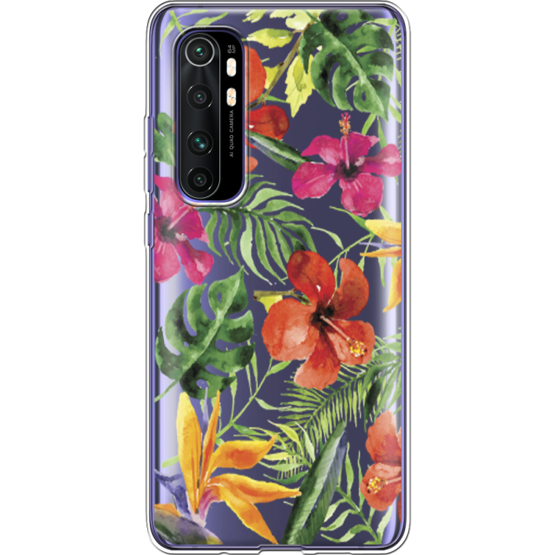 Прозрачный чехол BoxFace Xiaomi Mi Note 10 Lite Tropical Flowers