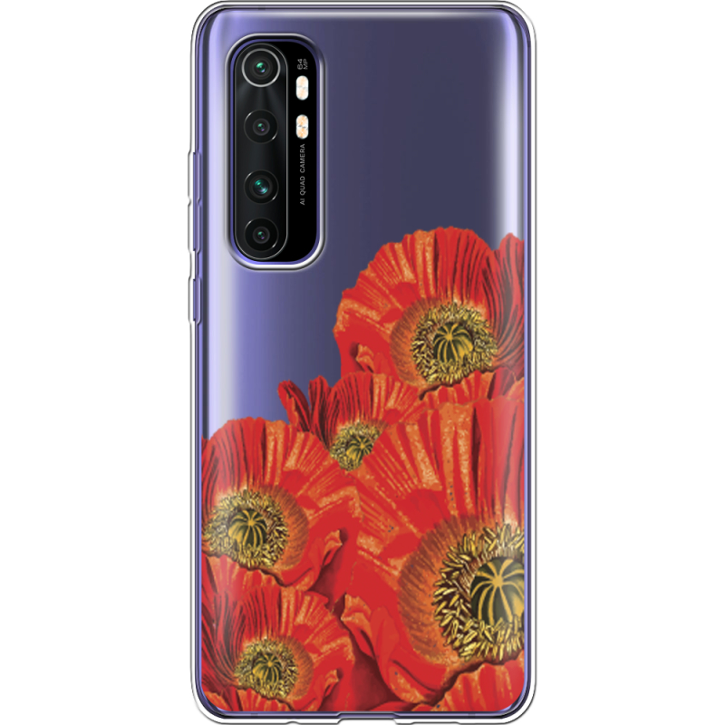 Прозрачный чехол BoxFace Xiaomi Mi Note 10 Lite Red Poppies