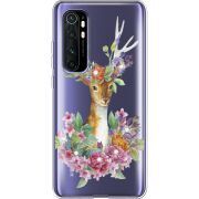 Чехол со стразами Xiaomi Mi Note 10 Lite Deer with flowers