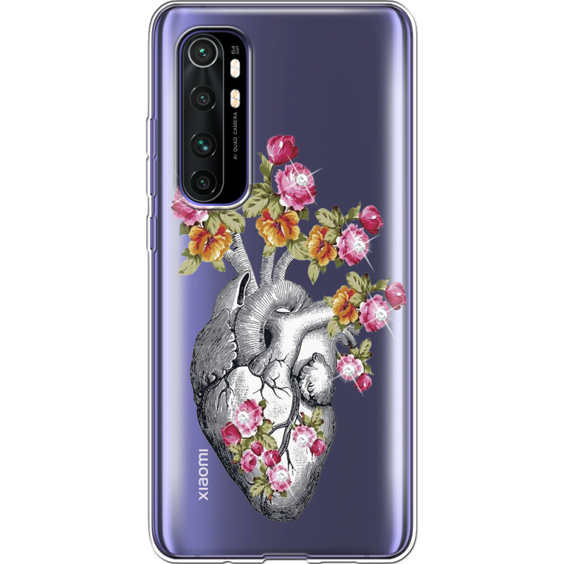 Чехол со стразами Xiaomi Mi Note 10 Lite Heart