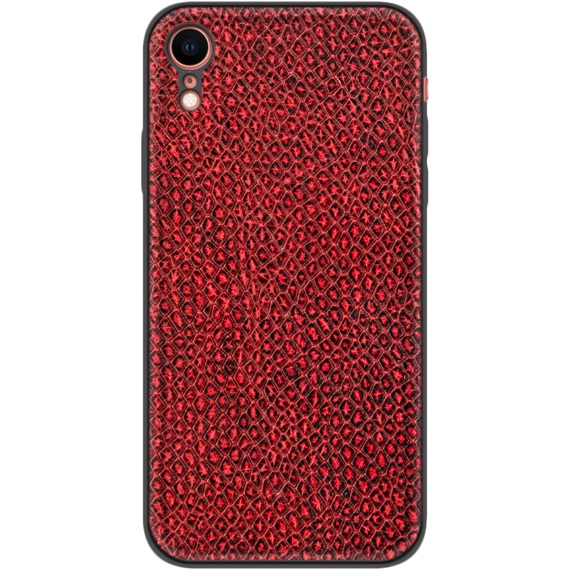 Кожаный чехол Boxface Apple iPhone XR Snake Red