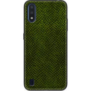 Кожаный чехол Boxface Samsung Galaxy A01 (A015) Snake Forest Green