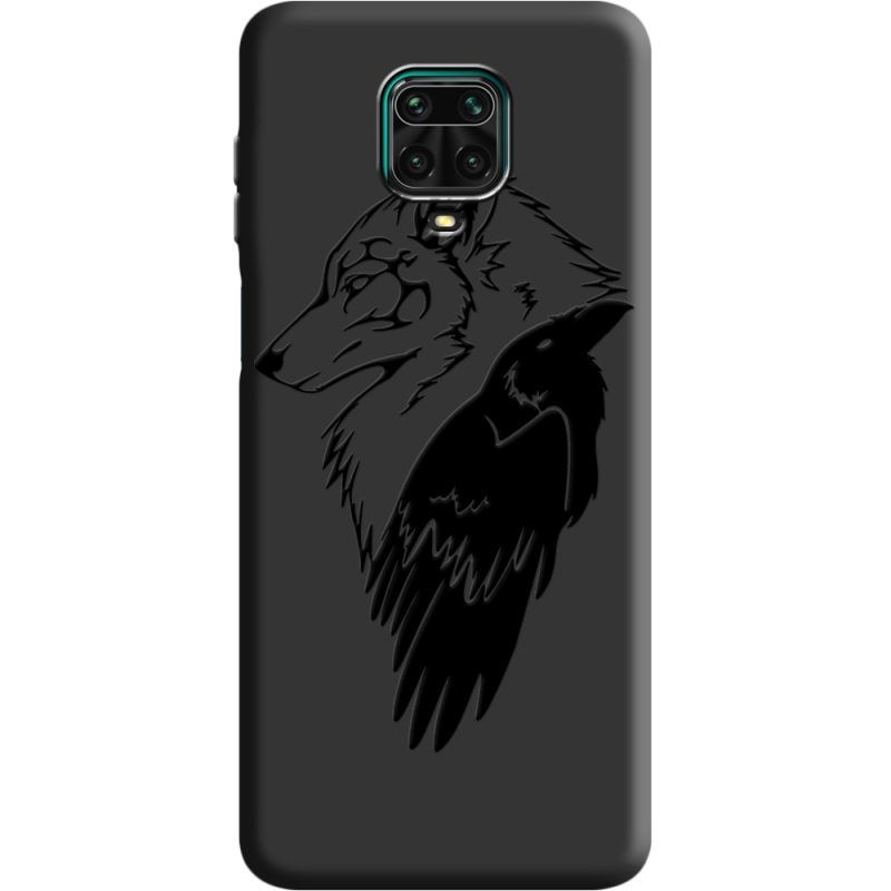 Черный чехол BoxFace Xiaomi Redmi Note 9S Wolf and Raven