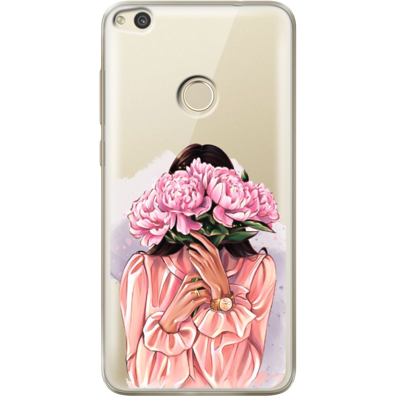 Прозрачный чехол Uprint Honor 8 Lite Девушка с Пионами