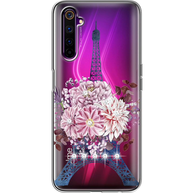 Чехол со стразами Realme 6 Pro Eiffel Tower