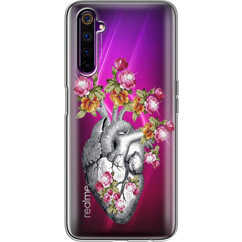 Чехол со стразами Realme 6 Pro Heart