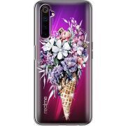 Чехол со стразами Realme 6 Pro Ice Cream Flowers