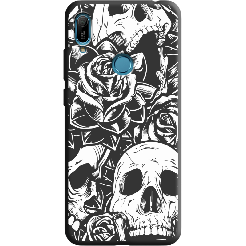 Черный чехол Uprint Huawei Y6 Prime 2019 Skull and Roses