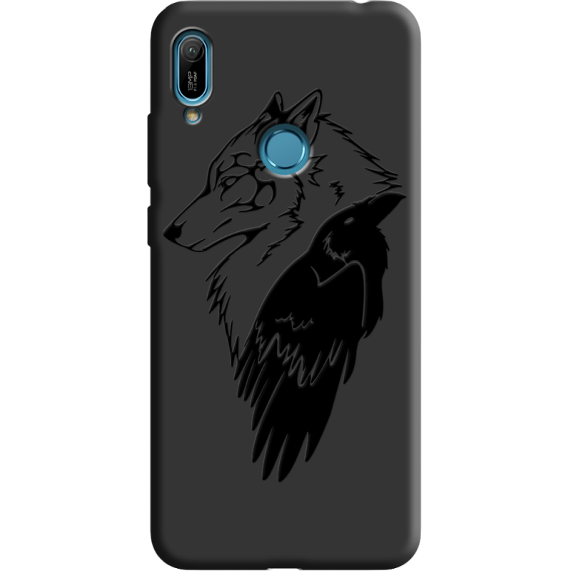 Черный чехол Uprint Huawei Y6 Prime 2019 Wolf and Raven