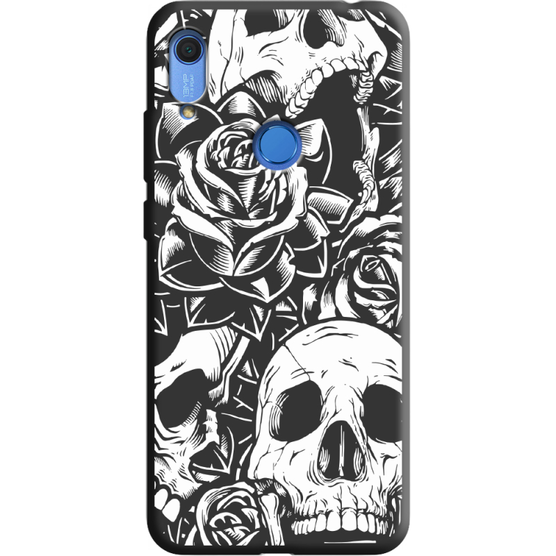 Черный чехол BoxFace Huawei Y6s Skull and Roses