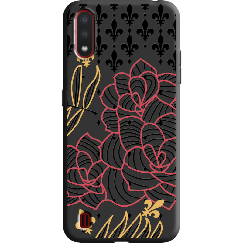 Черный чехол BoxFace Samsung A015 Galaxy A01 FranceFlowers