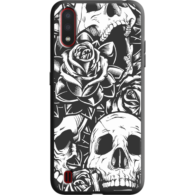 Черный чехол BoxFace Samsung A015 Galaxy A01 Skull and Roses