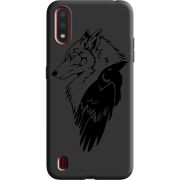 Черный чехол BoxFace Samsung A015 Galaxy A01 Wolf and Raven