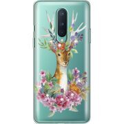 Чехол со стразами OnePlus 8 Deer with flowers