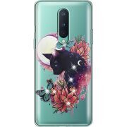 Чехол со стразами OnePlus 8 Cat in Flowers