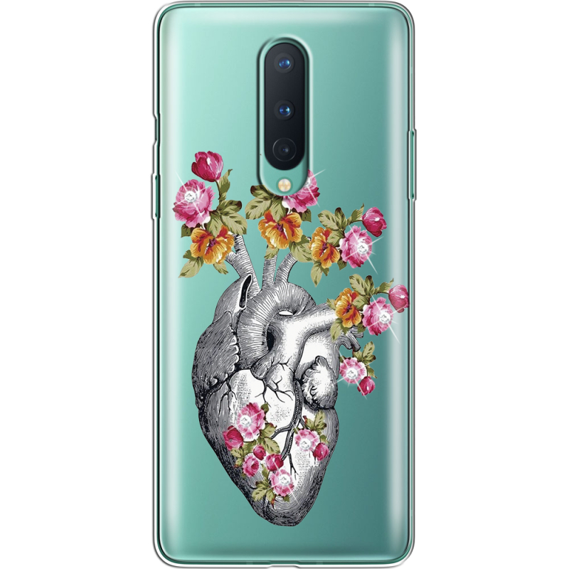 Чехол со стразами OnePlus 8 Heart