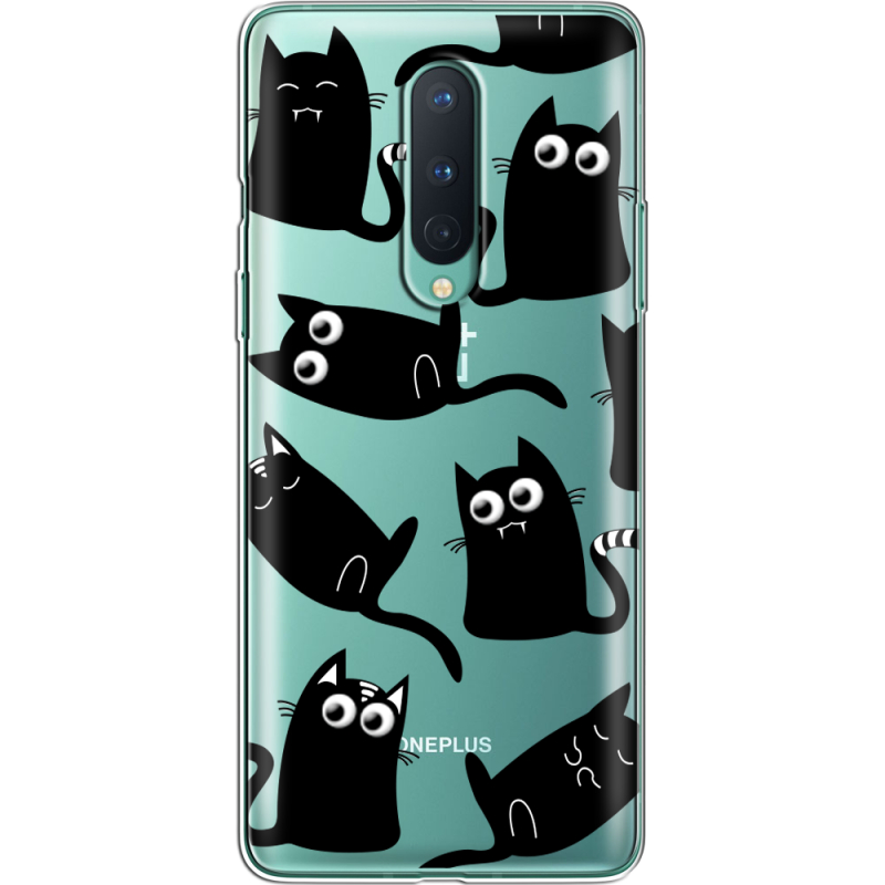 Прозрачный чехол BoxFace OnePlus 8 с 3D-глазками Black Kitty