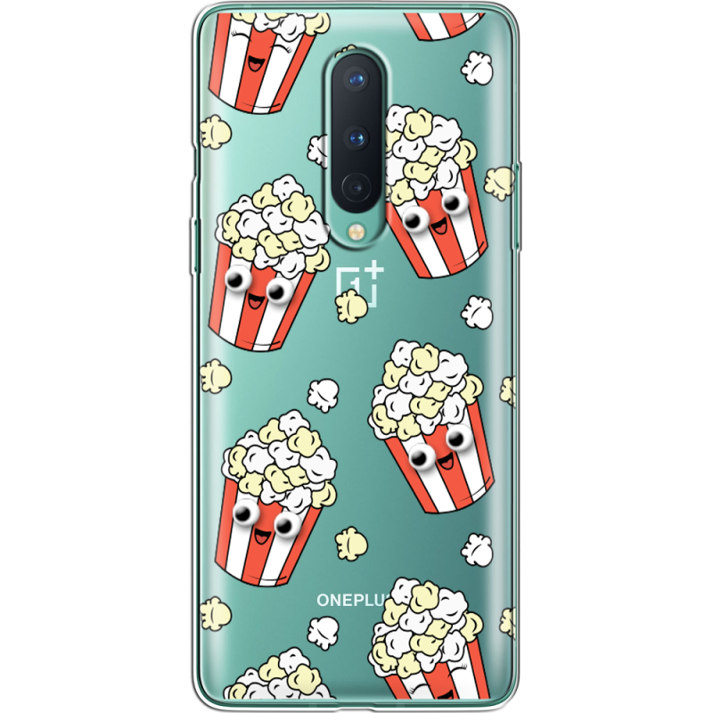 Прозрачный чехол BoxFace OnePlus 8 с 3D-глазками Popcorn