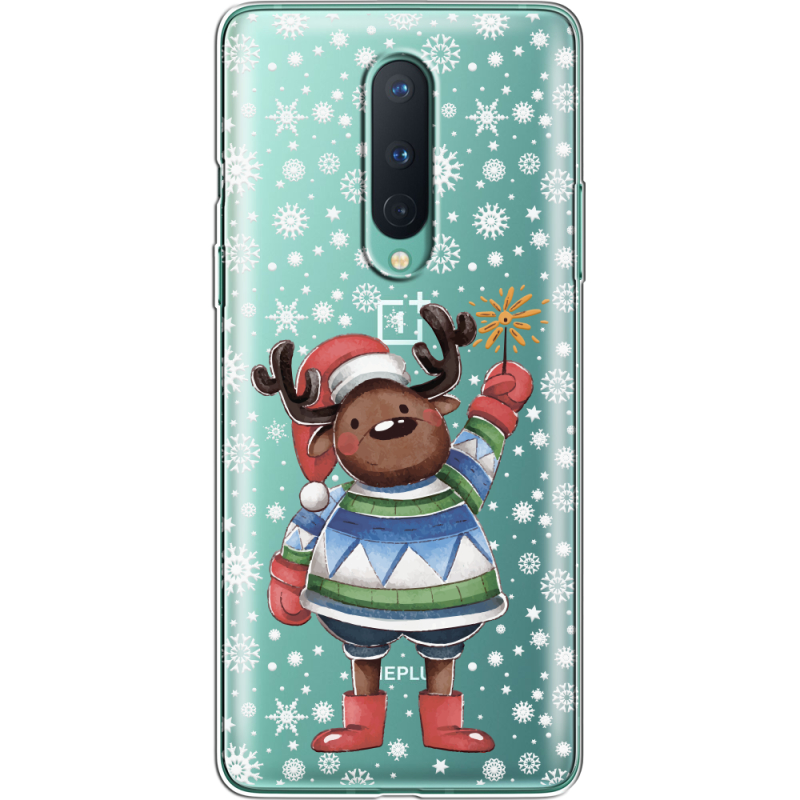 Прозрачный чехол BoxFace OnePlus 8 Christmas Deer with Snow