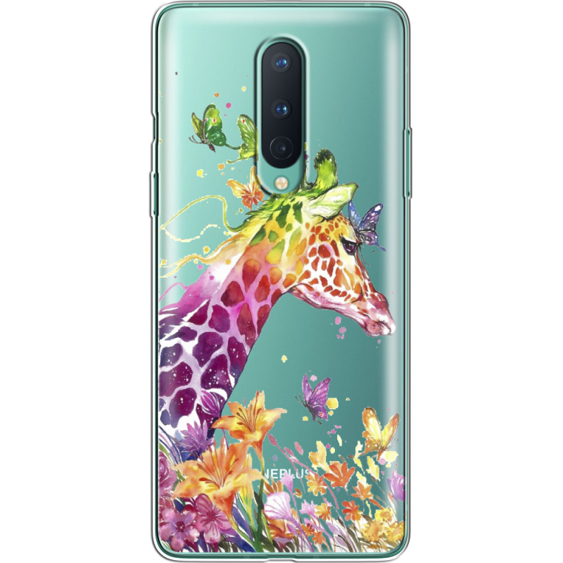 Прозрачный чехол BoxFace OnePlus 8 Colorful Giraffe