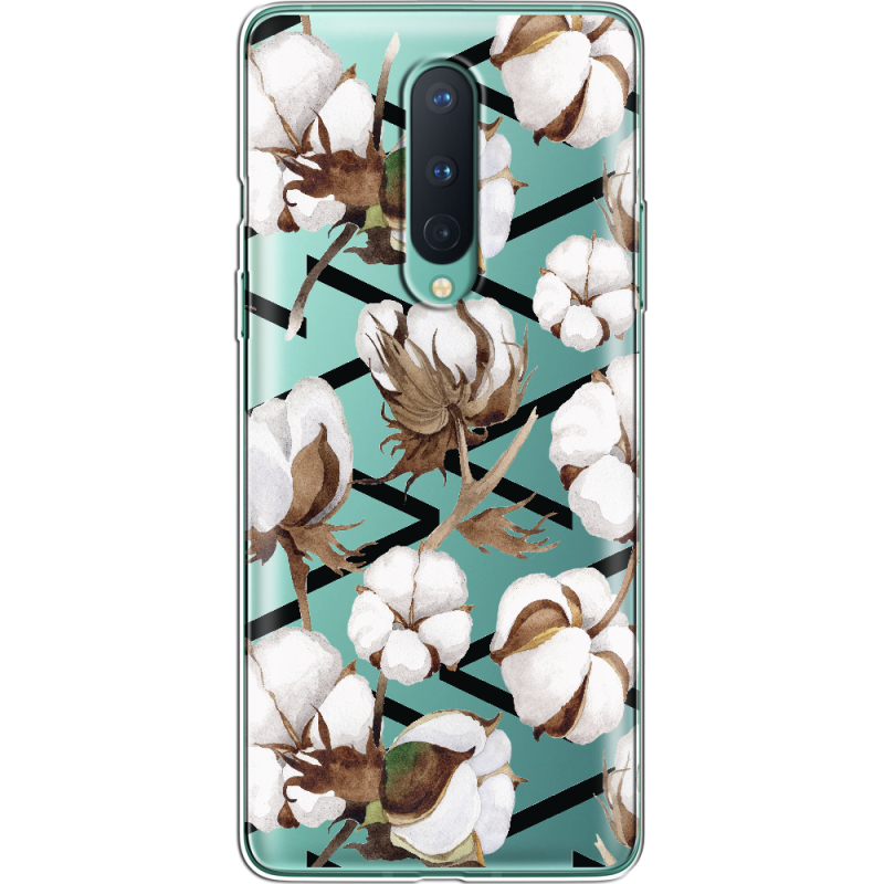 Прозрачный чехол BoxFace OnePlus 8 Cotton flowers