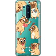 Прозрачный чехол BoxFace OnePlus 8 Pro с 3D-глазками Pug