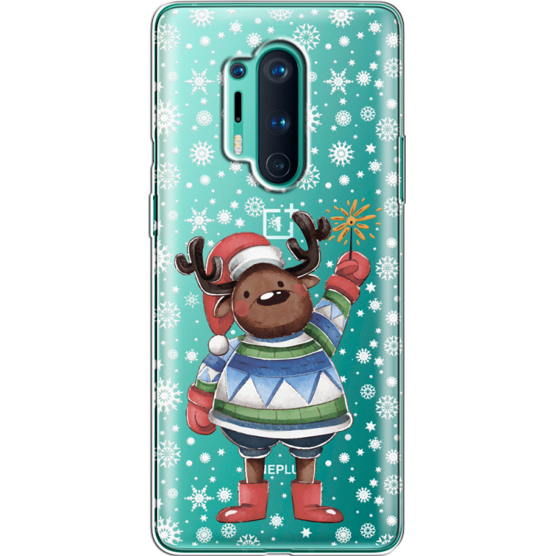 Прозрачный чехол BoxFace OnePlus 8 Pro Christmas Deer with Snow