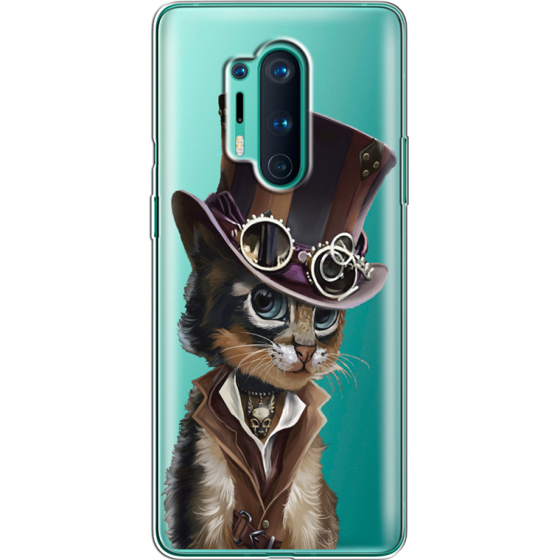 Прозрачный чехол BoxFace OnePlus 8 Pro Steampunk Cat