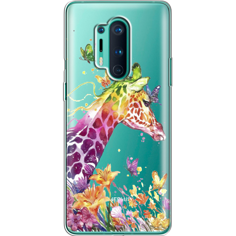 Прозрачный чехол BoxFace OnePlus 8 Pro Colorful Giraffe