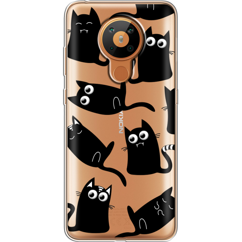 Прозрачный чехол BoxFace Nokia 5.3 с 3D-глазками Black Kitty