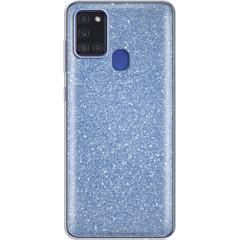 Чехол с блёстками Samsung Galaxy A21s (A217) Голубой