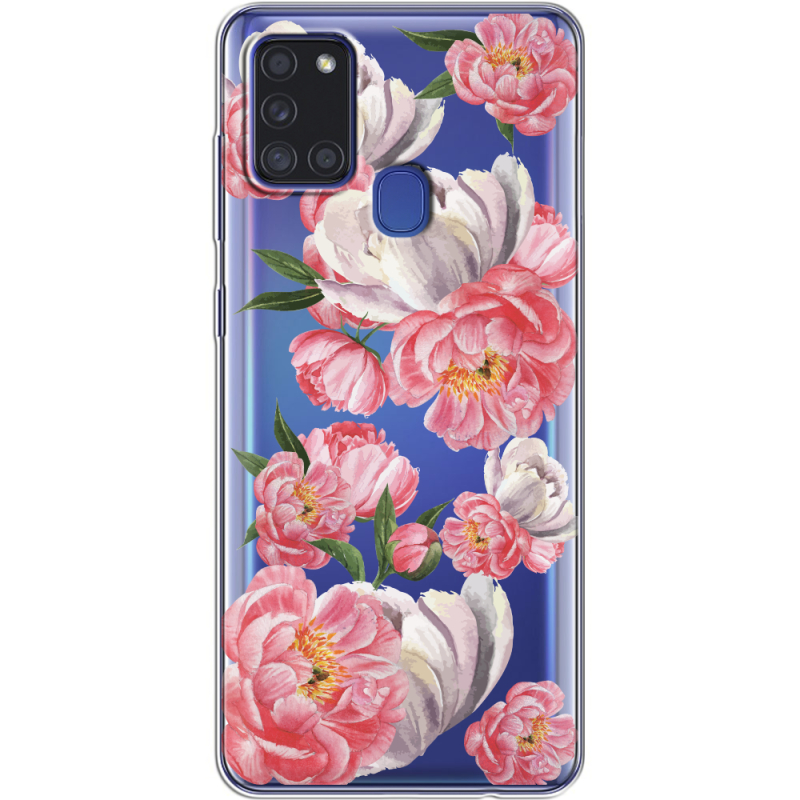 Прозрачный чехол BoxFace Samsung Galaxy A21s (A217) Peony Watercolor Style