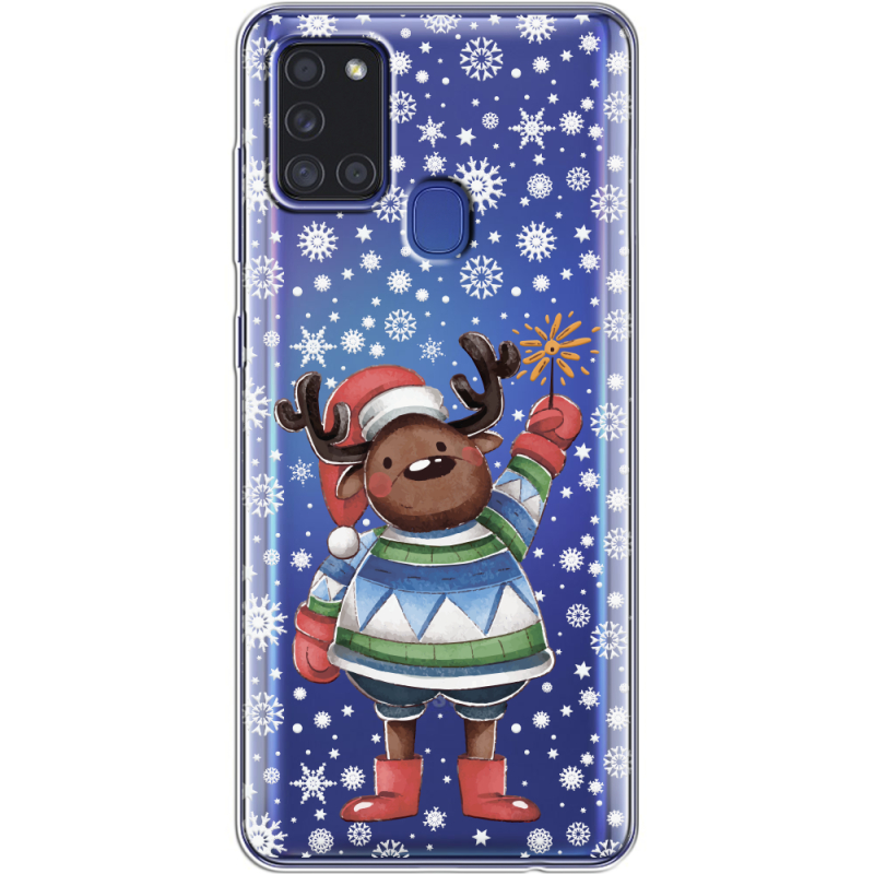 Прозрачный чехол BoxFace Samsung Galaxy A21s (A217) Christmas Deer with Snow