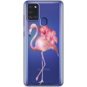 Прозрачный чехол BoxFace Samsung Galaxy A21s (A217) Floral Flamingo