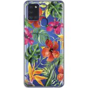 Прозрачный чехол BoxFace Samsung Galaxy A21s (A217) Tropical Flowers